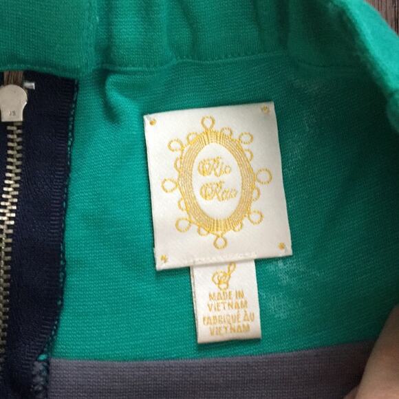 Anthropologie RicRac Strapless Color Block Navy/Green Mini Dress - Picture 4 of 7